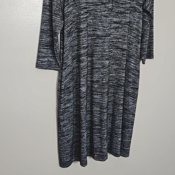 Nina Leonard Marled Gray Black Tunic Swing Dress With Pockets Sz M - Picture 4 of 10